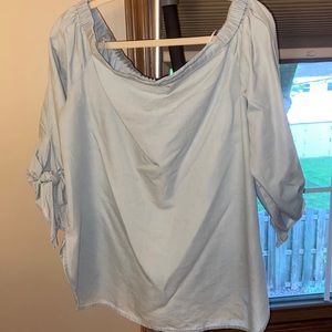 Chambray off shoulder shirt